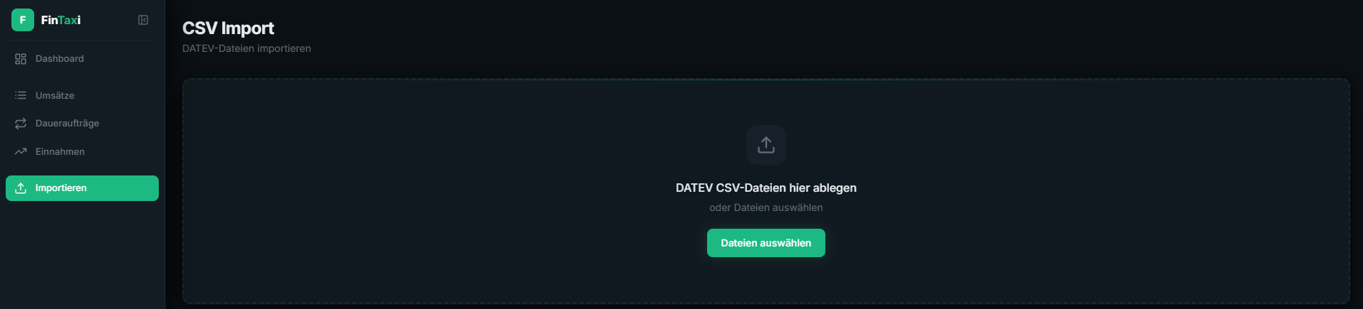 DATEV-Import — CSV-Datei per Drag-and-Drop importieren